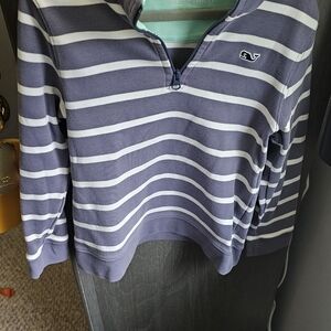 Vineyard Vines Mint and Navy Striped Pullover